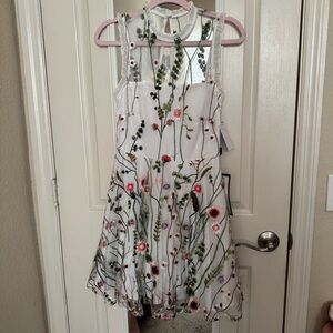 City Studio Macy’s Tulle Floral Embroidered White Dress